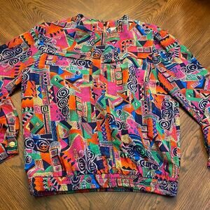 Vintage Rebecca Stessens Blousen Shirt Size 8 Pink Orange